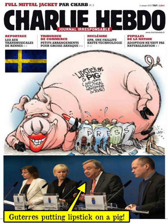 sweden - charlie hebdo - lipstick - pig- government- eu